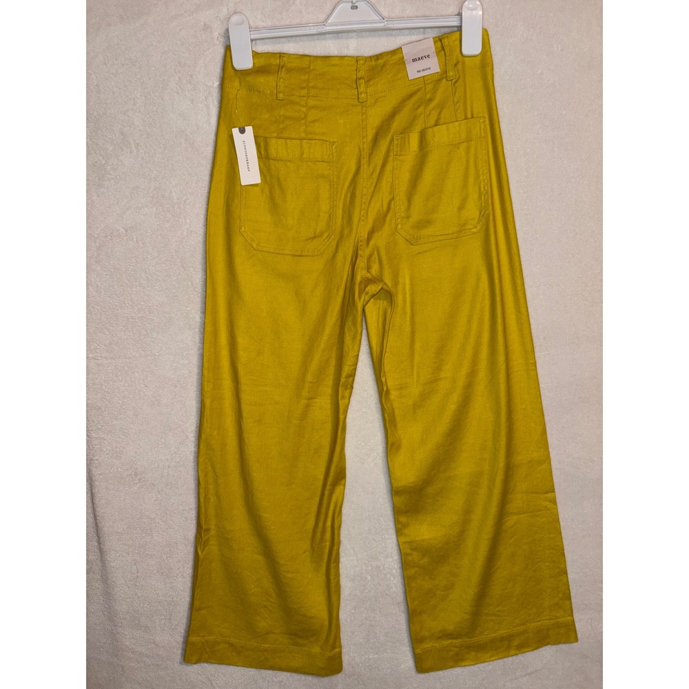 Maeve The Colette Wide Leg Cropped Pants Limelight Yellow Size 28 NWT - Picture 10 of 10